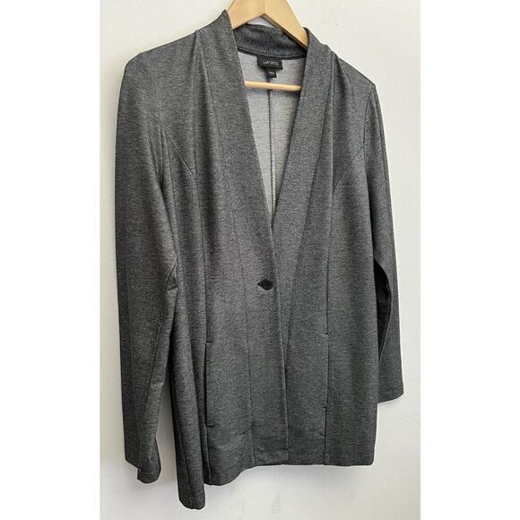 J. Jill Wearever Collection Gray Knit Blazer Sz Small Stretch 1 Button Jacket - Picture 3 of 10